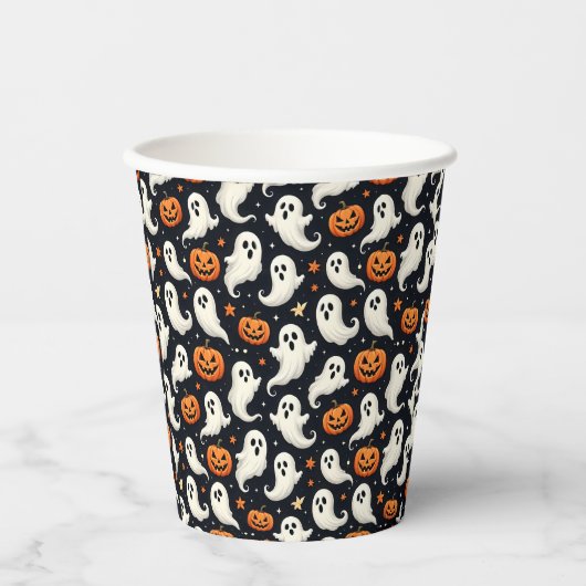 Gespenster und Jack o'Lanterns Pappbecher (Vorderseite)