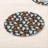 Gespenster und Jack o'Lanterns Runder Pappuntersetzer (Angewinkelt)