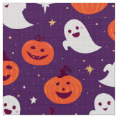 Gespenster und Kürbis auf lila Stoff (Nahaufnahme)