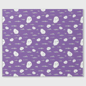 Gespenster und Wolken Lila Halloween Wrapping Pape Geschenkpapier (Flach)