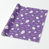 Gespenster und Wolken Lila Halloween Wrapping Pape Geschenkpapier (Ungerollt)