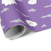 Gespenster und Wolken Lila Halloween Wrapping Pape Geschenkpapier (Rolleneckpunkt)