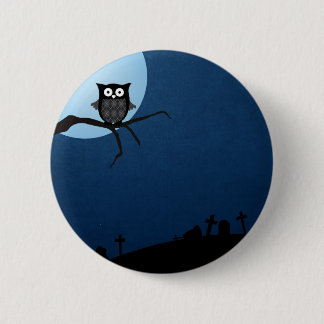 Gespenstische Halloween-Eule Button