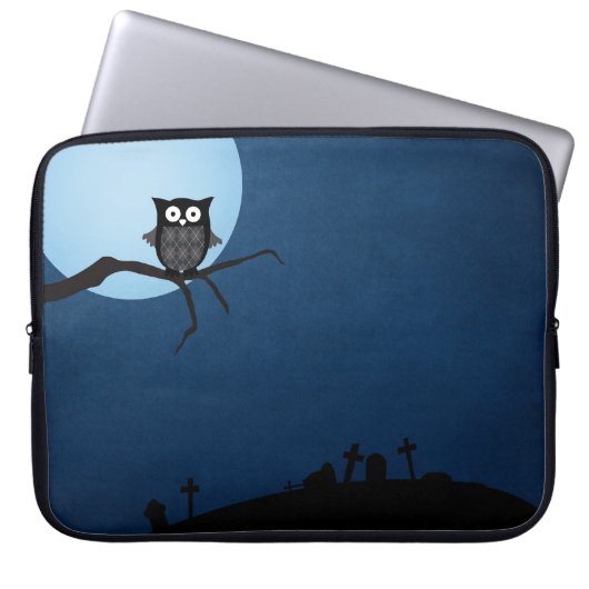 Gespenstische Halloween-Eule Laptopschutzhülle (Vorderseite)