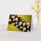 Gespenstische Halloween-Karte, Schädel, Blumen - Karte (Gelbe Blume)