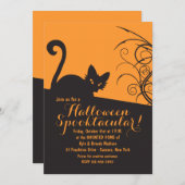 Gespenstische Katzen-Halloween-Einladung Einladung (Vorne/Hinten)