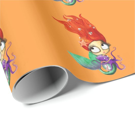 Gespenstische Meerjungfrau mit Krake Geschenkpapier (Rolleneckpunkt)