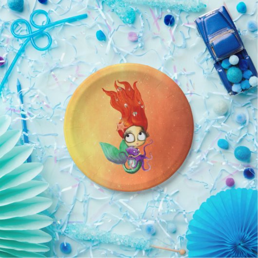 Gespenstische Meerjungfrau mit Krake Pappteller (Party)