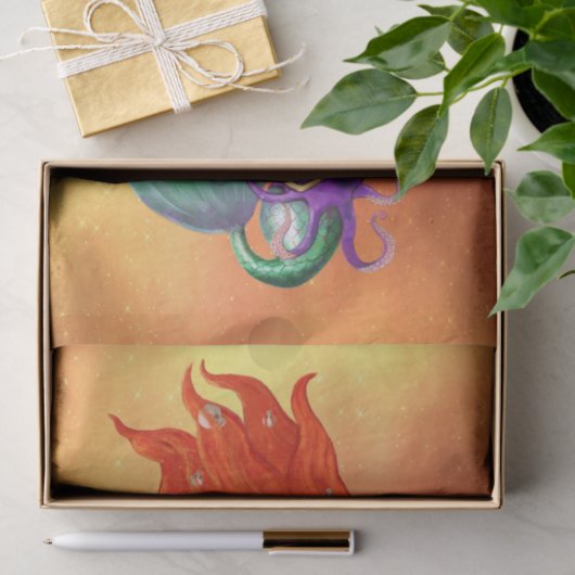 Gespenstische Meerjungfrau mit Krake Seidenpapier (Geschenk)