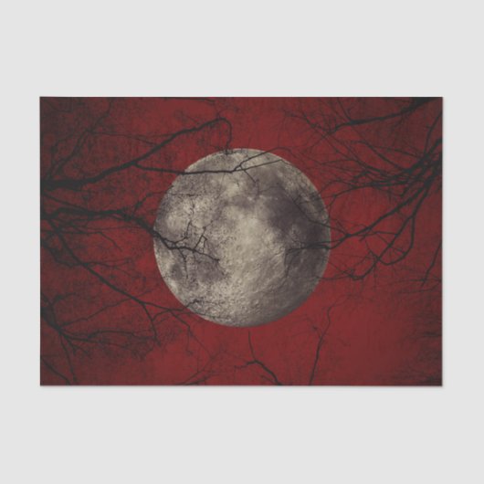 Gespenstische Mond-Halloween-Drucke Seidenpapier (Vorderseite)