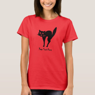 gespenstische schwarze Katze mit gewölbtem zurüc T-Shirt