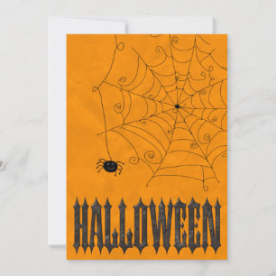 Gespenstische Spinnen u. Spinnennetze Halloween Einladung