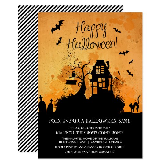 Gespenstische Spuk Haus Halloween Party Einladung Einladung Zazzle De