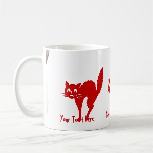 gespenstischer blutroter Katzenhalloween-Spaß Kaffeetasse (Links)