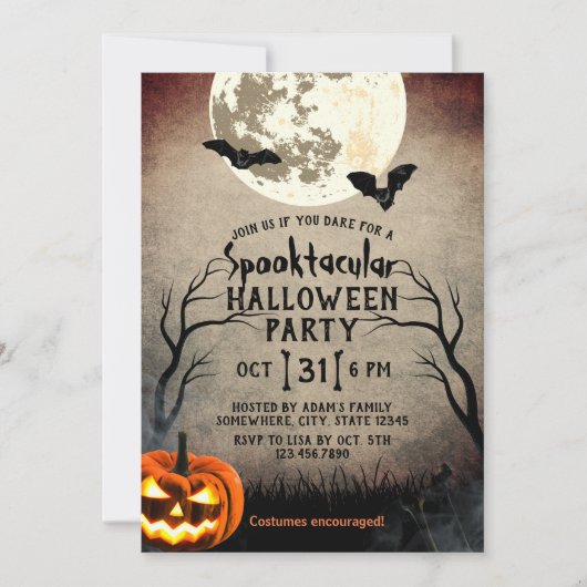 Gespenstischer Kürbis-Spuk Halloween-Party Einladung (Vorderseite)