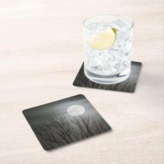 Gespenstischer Mond-Untersetzer Rechteckiger Pappuntersetzer (Vor Ort)