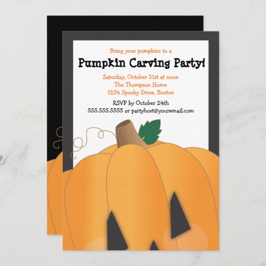 Gespenstischer niedlicher Kürbis, der Einladung (Vorne/Hinten)