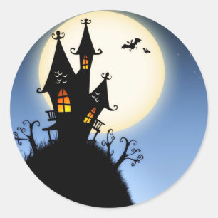 Gespenstischer Silhouette-Aufkleber Halloweens Runder Aufkleber