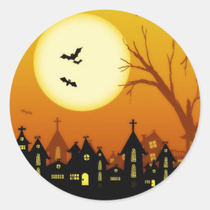 Gespenstischer Silhouette-Aufkleber Halloweens Runder Aufkleber