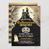 Gespenstischer Spuk Haus-Kostüm-Nachthimmel Einladung (Vorne/Hinten)