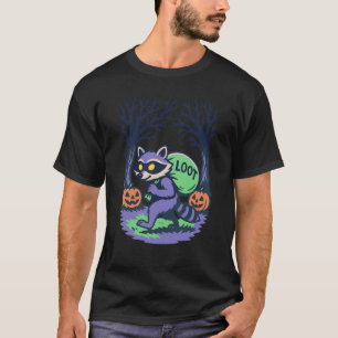 Gespenstischer Wald-Bandit-Shirt, Lustiger Waschbä T-Shirt