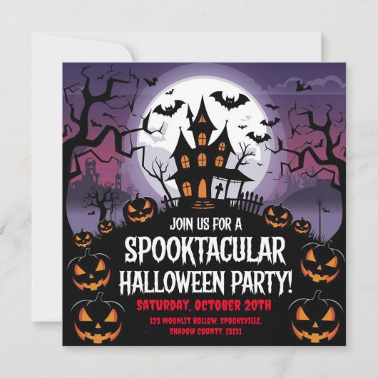 Gespenstisches Design für Spuk Halloween-Party Einladung (Vorderseite)