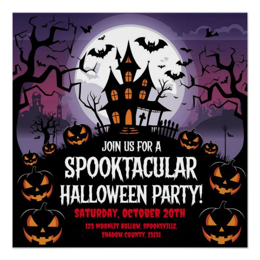 Gespenstisches Design für Spuk Halloween-Party Poster (Vorderseite)