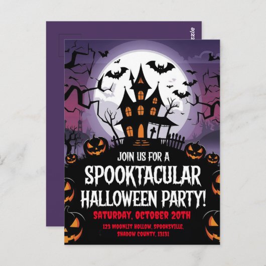 Gespenstisches Design für Spuk Halloween-Party Postkarte (Vorne/Hinten)