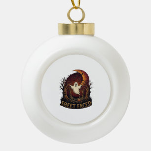 Gespenstisches Halloween Geist Bäume Mond_1 Keramik Kugel-Ornament