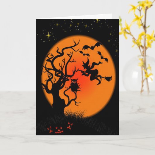 Gespenstisches Halloween Karte (Gelbe Blume)