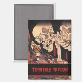 Gespenstisches japanisches Skelett mit Ihrem Namen Magnet (Vorderseite/Rückseite)