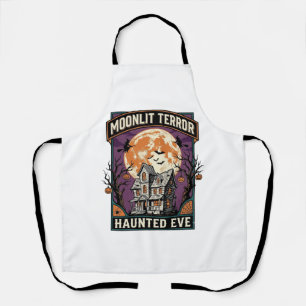 Gespenstisches Mond-Shirt Vintage-Gravur Halloween Schürze