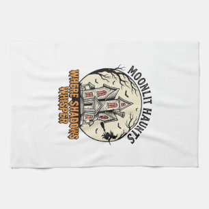 Gespenstisches Mond-Shirt Vintage-Gravur Spukhaus  Geschirrtuch