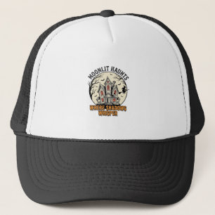 Gespenstisches Mond-Shirt Vintage-Gravur Spukhaus  Truckerkappe