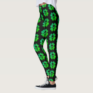 Gespenstisches Schädel-Kleeblattmuster Leggings