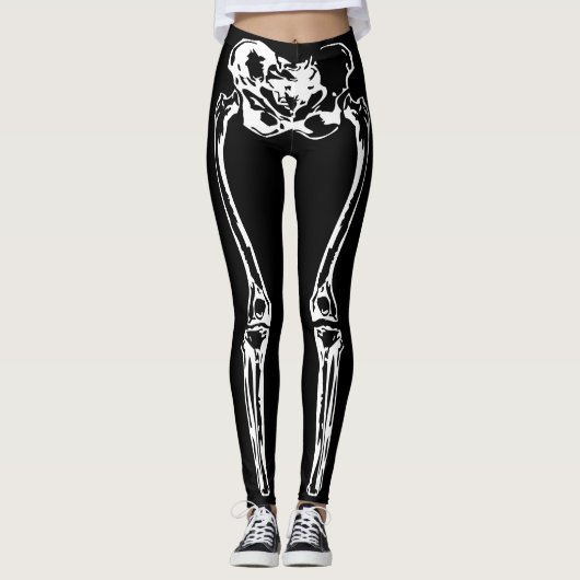 Gespenstisches Skelett entbeint Halloween Leggings (Vorderseite)