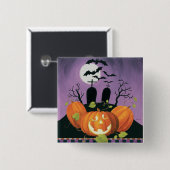 Gespenstisches Spuk Haus Halloweens Button (Vorne & Hinten)