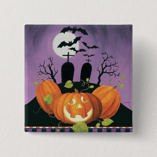 Gespenstisches Spuk Haus Halloweens Button (Vorderseite)