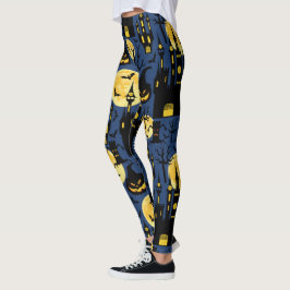Gespenstisches Spuk Hausmuster Halloweens Leggings