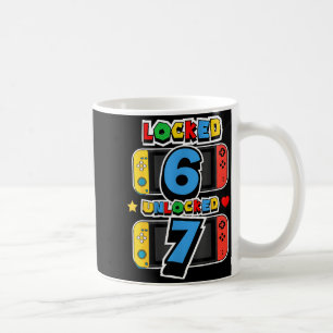 Gesperrt 6 entsperrt 7 7. Geburtstag Videospiel 7 Kaffeetasse
