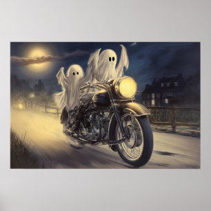 Gespielte Geister auf Vintagem Motorrad, Motorradf Poster