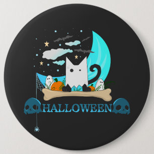 Gespielte Ghost Cat Haunts Halloween-Nacht Button