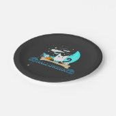 Gespielte Ghost Cat Haunts Halloween-Nacht Pappteller (Schrägansicht)