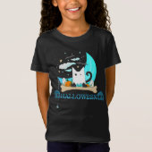Gespielte Ghost Cat Haunts Halloween-Nacht T-Shirt (Vorderseite)