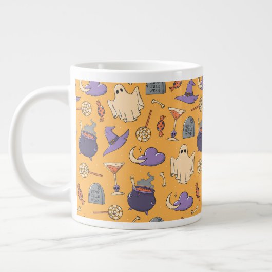Gespielte Halloween-Geister und Hexen-Muster Jumbo-Tasse (Links)