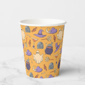 Gespielte Halloween-Geister und Hexen-Muster Pappbecher (Rückseite)