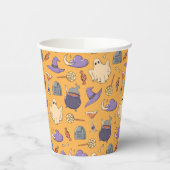 Gespielte Halloween-Geister und Hexen-Muster Pappbecher (Links)