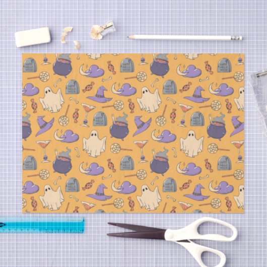 Gespielte Halloween-Geister und Hexen-Muster Seidenpapier (Handwerk)