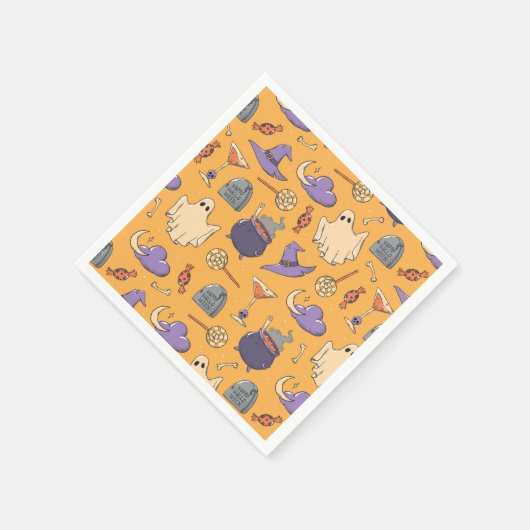 Gespielte Halloween-Geister und Hexen-Muster Serviette (Ecke)