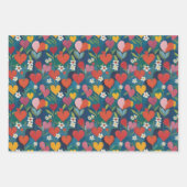Gespielte Herzen floral Geschenkpapier Set (Vorderseite)
